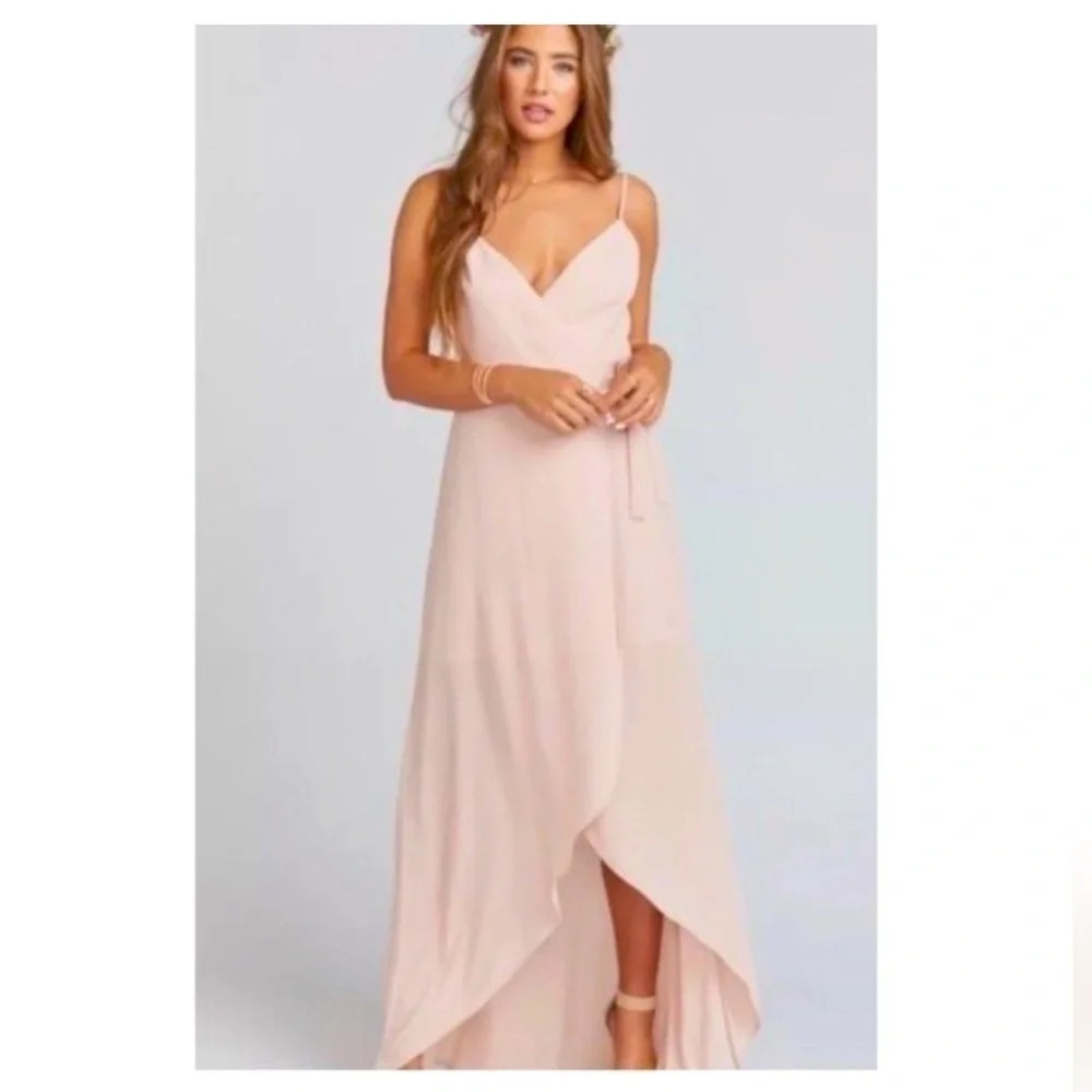 SHOW ME YOUR MUMU Bridal Mariah Wrap Maxi Dress Dusty Blush Size Small 2773